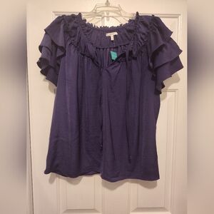 NWT Maurice's Purple Ruffled Top